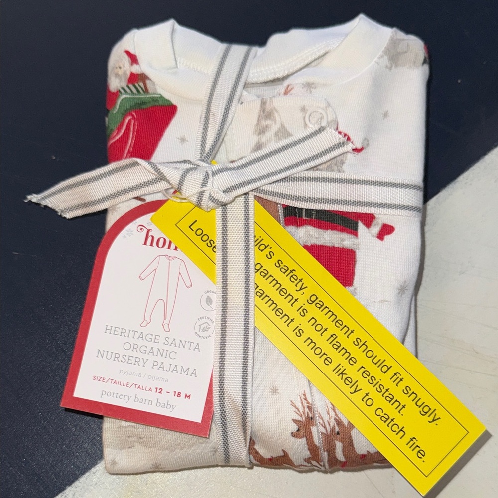 Pottery Barn Santa Pajama Set - White and Red